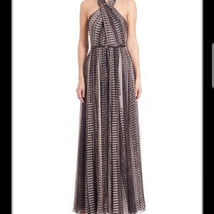 Halston Heritage Belted Cross Neck Dress